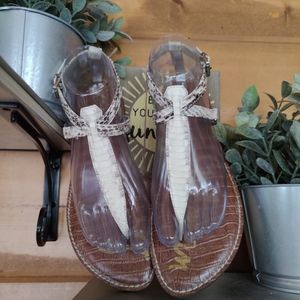 Sam Edelman 💜 Galia Gladiator Thong Leather Sandals Snake Buckle Logo‎  8.5 M